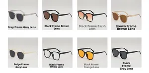 Detailed grid view showcasing eight color variations of square frame fashion sunglasses