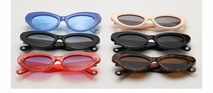 Collection of cat-eye sunglasses in six colors with decorative hollow metal temples