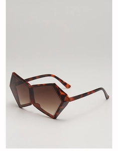 Détails de lunettes de soleil géométriques oversize avec monture écaille et verres marrons