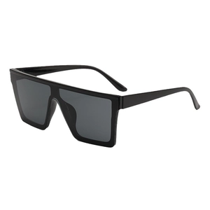 Classic oversized square black sunglasses with dark grey lenses for a minimalist look