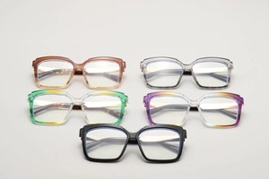 Detailed collection of square oversized eyewear frames in gradient and classic colors