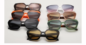 Collection of oversized geometric sunglasses in seven trendy colors and leopard frames