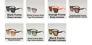 Detailed grid showing seven color variations of vintage polygon sunglasses with tinted lenses