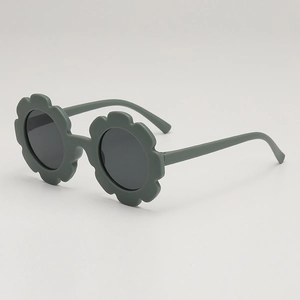 Lunettes de soleil pour enfants en forme de fleur avec monture mate vert olive