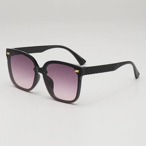 Women's square oversized sunglasses with purple gradient lenses and black frames