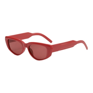 Retro red cat eye sunglasses with high-quality resin frames and dark brown lenses for women