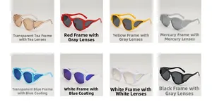 Collection of oversized punk flame sunglasses in eight vibrant color variations