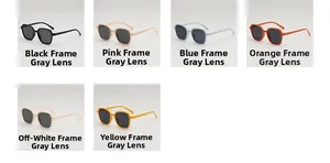 Detailed grid of oversized square children sunglasses in six vibrant matte frame colors