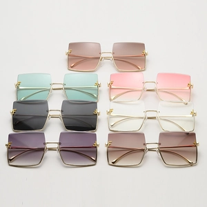 Macro shot of oversized square sunglasses set with F-detail metal semi-frames