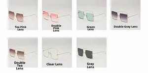 Collection of oversized square rimless sunglasses in seven gradient lens color options