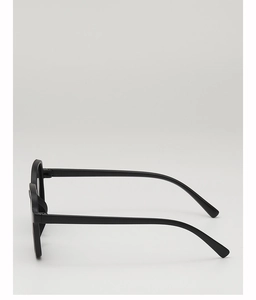 Side view detail of matte black kids sunglasses showing smooth temple and frame curve