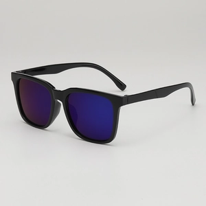 Classic square oversized black sunglasses with colorful gradient lenses for beach sun protection