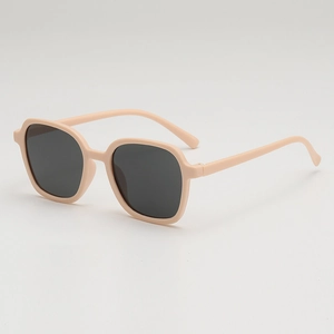 Kids oversized square sunglasses in beige frames with dark grey UV protective lenses