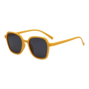 Kids square round frame sunglasses in matte yellow with UV protective dark lenses