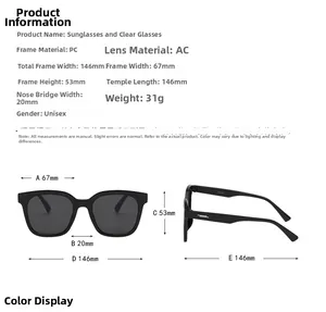 Detaillierte Größentabelle mit präzisen Maßen für die modische quadratische Sonnenbrille