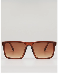Macro detail of the vintage square amber brown sunglasses with gradient lenses