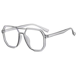Stylish double-bridge polygon glasses with transparent oversized frames for a trendy look