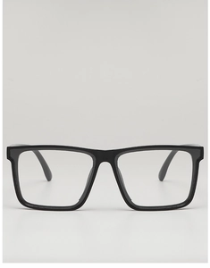Close-up of black square full-frame sunglasses with high-gloss finish and smooth hinges