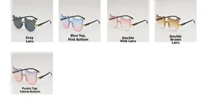 Detail of five cute bear-shaped rimless sunglasses for kids in various gradient colors