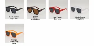 Détails de cinq couleurs assorties de lunettes de soleil carrées oversize avec montures en plastique