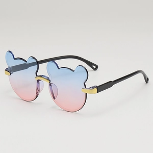 Bear Shaped Rimless Kids Sunglasses Gradient AC Lenses Metal Bridge Cartoon UV400 Fashion Sun Protection For Children