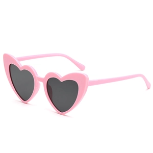 Lunettes de soleil roses en forme de cœur pour filles avec finition brillante et verres teintés