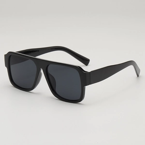 Lunettes De Soleil Carrées Mode Rétro Flat Top Grande Monture PC Verre AC Protection UV400 Voyage Party Unisexe