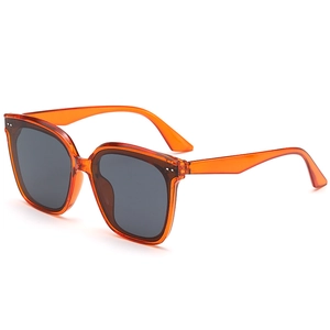 Stylish oversized orange square frame sunglasses with dark grey lenses for outdoor protection