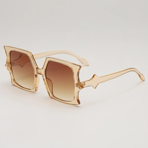 2025 Fashion butterfly oversized square sunglasses with amber gradient lenses for women