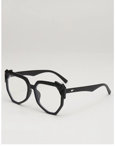 Macro view of glossy black geometric frame with 3D edge cutting details and metal accents