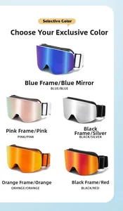 Group of professional anti-fog kids ski goggles in five vibrant colors with wide straps
