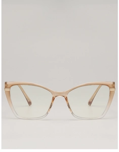 Front view of cat eye blue light blocking glasses with champagne gradient frame