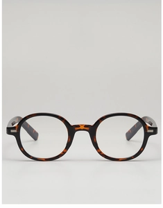 Detailed close-up of retro oval sunglasses with classic tortoise shell texture and rivets