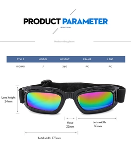 Detailed dimensions of PC cycling protective glasses with rainbow coated lenses