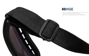 Macro detail of adjustable black elastic strap and ventilation holes on sports goggles