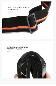 Detail of ski goggles with adjustable non-slip strap and ergonomic foam padding vents