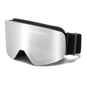 Kids ski goggles with silver mirrored double lens and adjustable black elastic strap