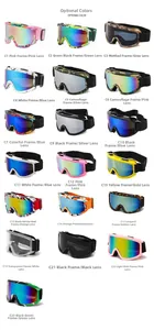 Detailed grid display of various color options for adult outdoor sports ski goggles