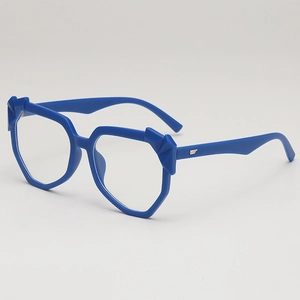 2025 trendy blue oversized irregular geometric sunglasses with unique 3D faceted frames