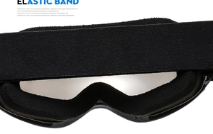 Detail of children's ski goggles showing the wide elastic band and comfortable sponge pad