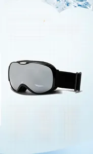 Kids anti-fog ski goggles with wide view silver lens and adjustable elastic strap