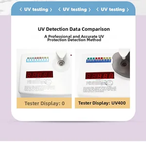 Close-up of UV400 test showing professional detection of lens ultraviolet protection