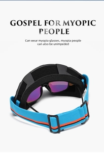 Detail view of OTG ski goggles showing compatibility with prescription glasses inside