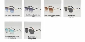Matrix display of aviator metal double bridge sunglasses in six different color options