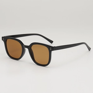 Retro Square Sunglasses Black PC Frame AC Lens UV400 Protection Rivet Detail Trendy Eyewear For Men Women Outdoor Fashion