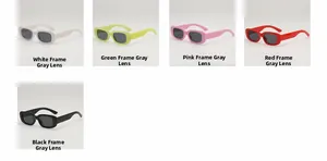 Collection of retro rectangular sunglasses for kids in five distinct frame colors