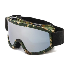 Ski Goggles Sports Sunglasses PC Windproof Dustproof Colorful Mirror Lens Camouflage Frame Adjustable Strap Adult