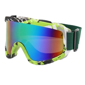 Outdoor ski goggles with colorful coated lenses and graffiti frame for winter sports