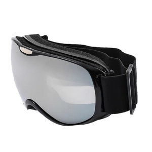 Kids anti-fog ski goggles with silver mirrored lenses and adjustable black strap