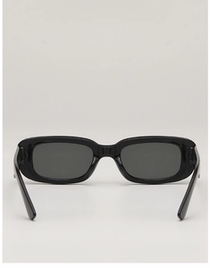 Front view of classic retro square frame sunglasses with glossy black finish for kids
